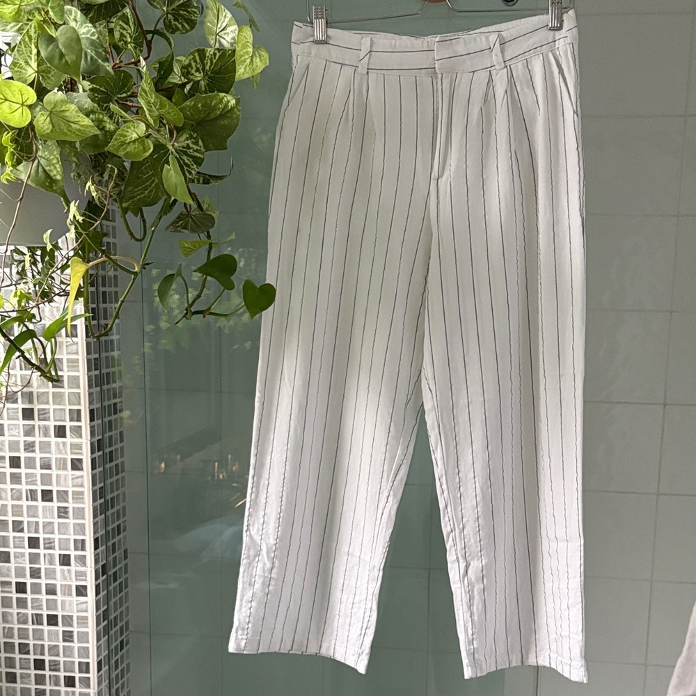 White Striped Women Pants